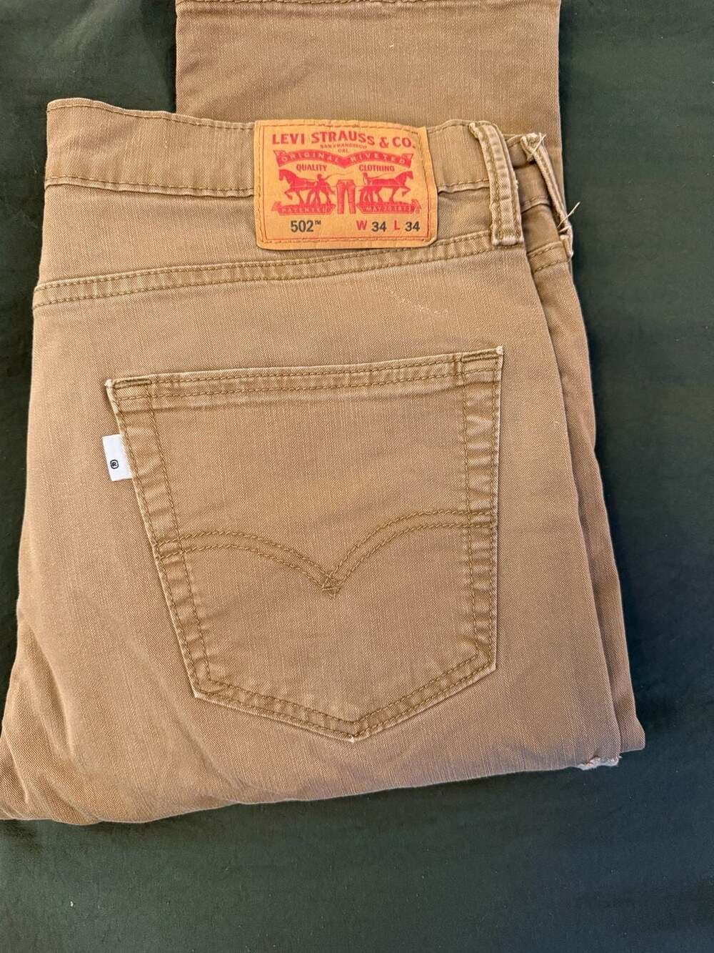 Levi's 502 Regular Taper Fit Pants 34x34 Tan